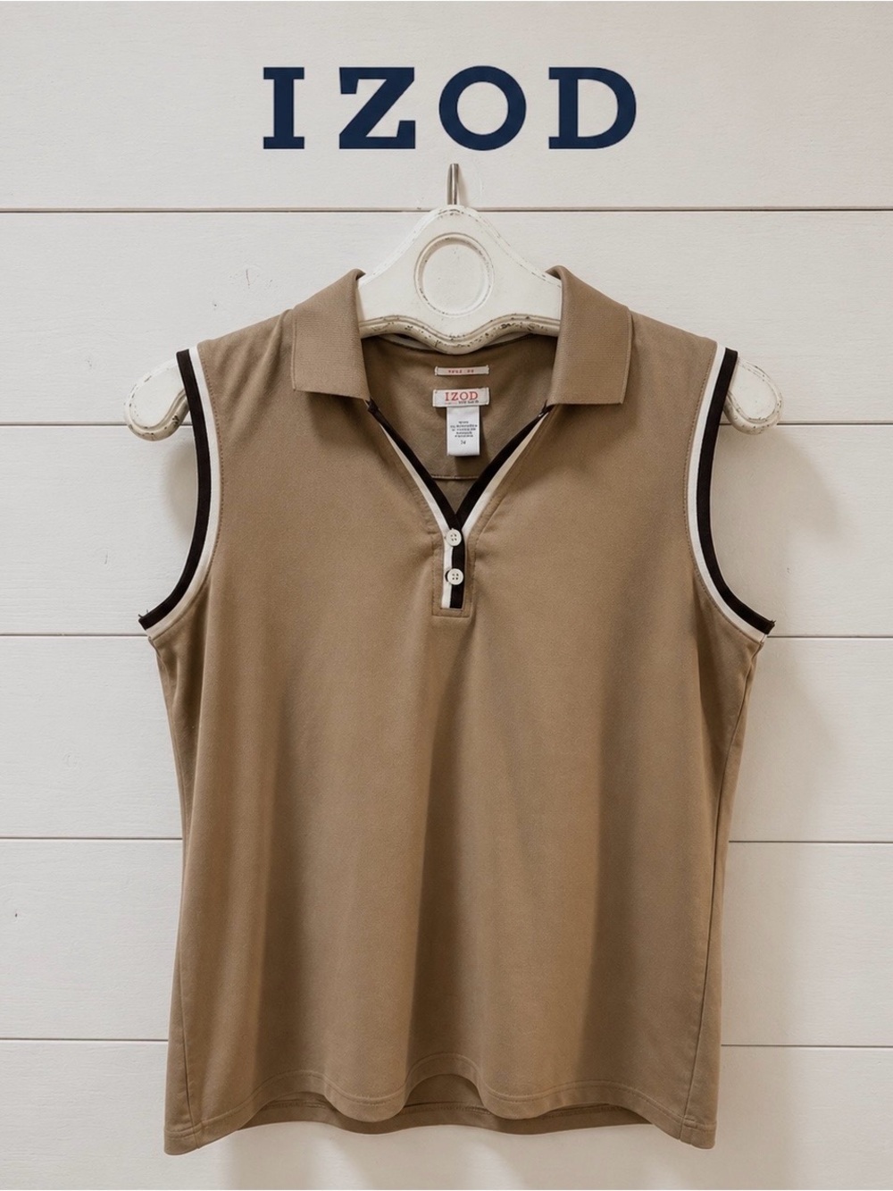 IZOD Tan Sleeveless Golf Polo Top – Women’s L